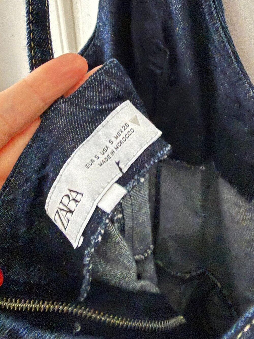 Zara Dark Wash Denim Corset Mini Dress - Fit & Flare Full Circle Skirt - Picture 6 of 6
